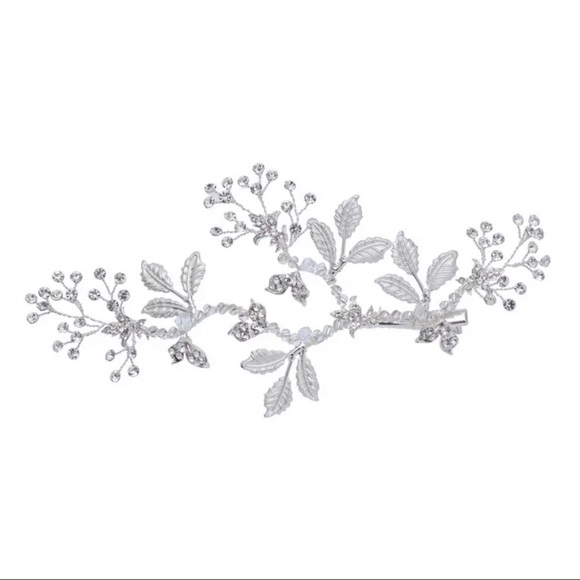 Silver Leaf Bridal Hair Accessories Clip - Picture 2 of 2